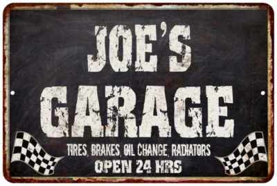 JOE'S Garage Black Grunge Personalized Sign Wall Decor Gift 112180005015