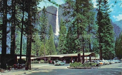 Yosemite-National Park California USA Entrance to Yosemite Lodge and upper Yosem