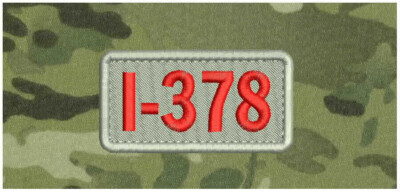 1-378 EMB PATCH 1.75X3.5 VELCR@ ON BACK RED ON SILVER