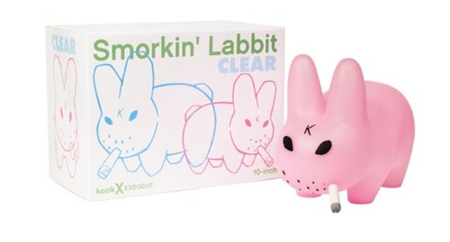 NEW - Clear PINK Kidrobot x Frank Kozik Smorkin Labbit SUPER