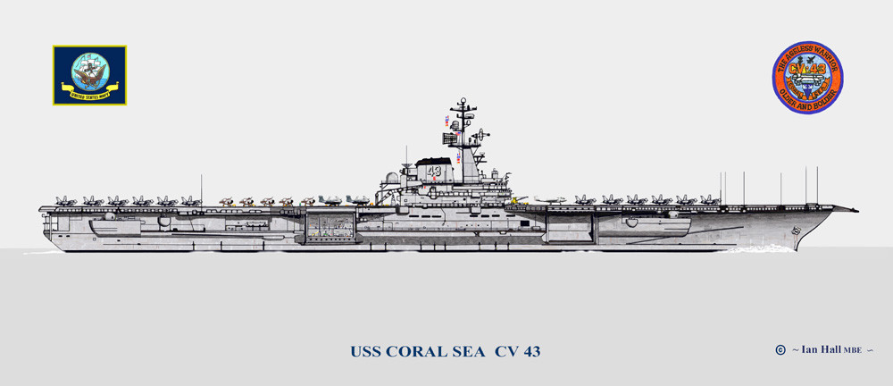 CORAL SEA CV-43  アメリカ海軍航空母艦　タイル付ボード USS Coral Sea (CV-43) - Wikipedia
