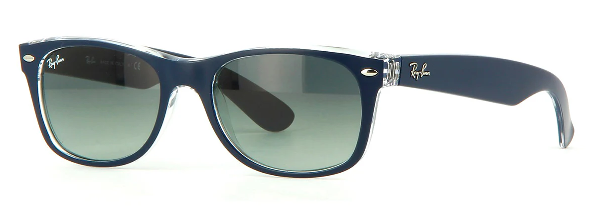 Ray-Ban New Wayfarer Color Mix Matte Blue Frame Sunglasses RB2132 605371 55