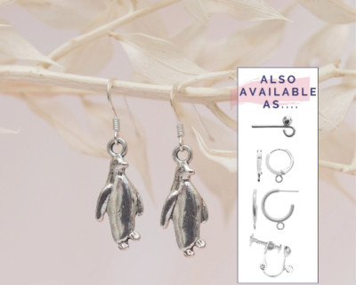 Penguin earrings, penguin jewellery, Antarctica bird, polar animal gifts
