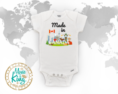 Made in Canada Baby Onesie Newborn Gift Skyline Canadian baby