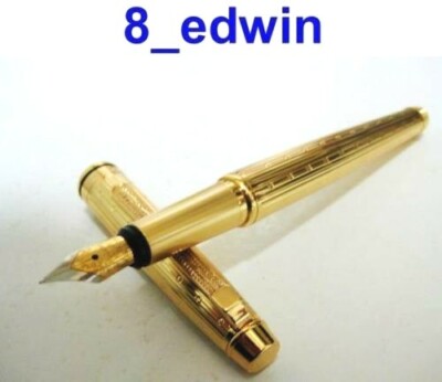 Beautiful Rich Strip and Dots Gold coloured Fountain Pen FJS