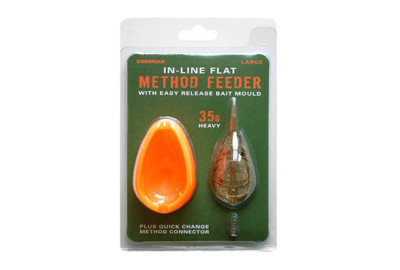 DRENNAN FISHING IN-LINE FLAT METHOD FEEDER & MOULD LARGE - 25g or 35g
