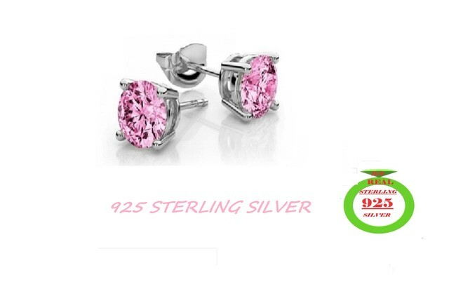 2 Carat Pink Round Basket Case Stud Earrings In 925 Sterling Silver