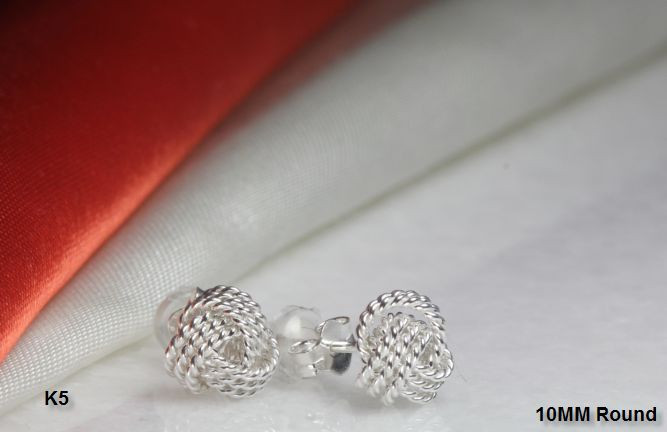 STERLING SILVER BRAND NEW HIGH QUALITY KNOT STUD EARRINGS-10MM-3 BRAIDED STRANDS