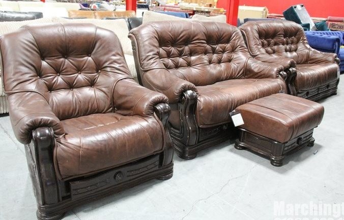 NEW EX-SHOWROOM sofa suite DFS Clayton Leather Brown | in Leyton