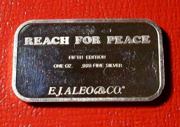 Reach For Peace 5th. Ed. 1 oz.999 Silver by E. J. Aleo & Co.  New  ULTRA RARE