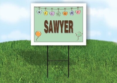 SAWYER WELCOME BABY GREEN  18 in x 24 in Yard Sign Road Sign with Stand
