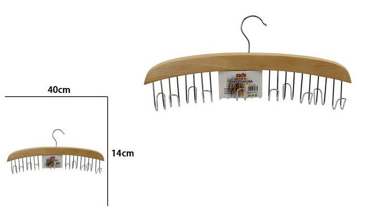 Gruccia Multipla Salvaspazio Legno Metallo Con Ganci Per Cinture Cinte dfh