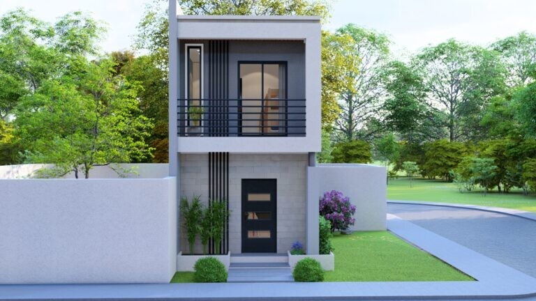 Two Storey Small House(Tiny House) With AutoCAD File & 3D