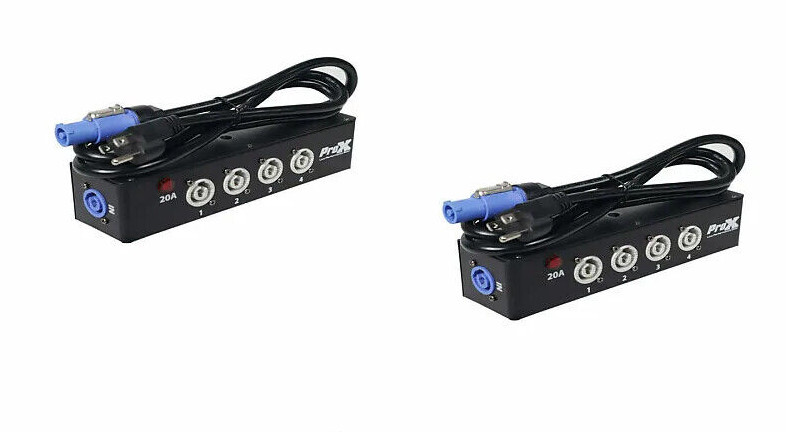 2 PowerCon Power 4 Way Splitter Box with 4 PowerCon Gray B