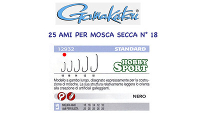 AMI GAMAKATSU SERIE 12932 F11 SIZE 18 PER MOSCHE BUSTA 25 PZ FLY HOOK
