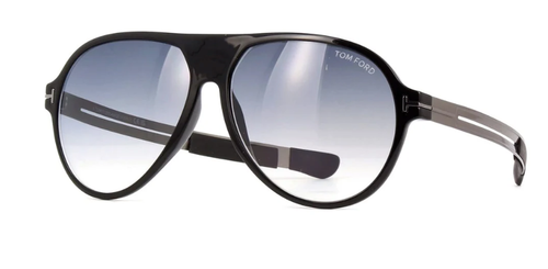 Pre-owned Tom Ford Sunglasses Ft0881-01b-60 Shiny Black Blue Smoke Gradient With Light In Gray