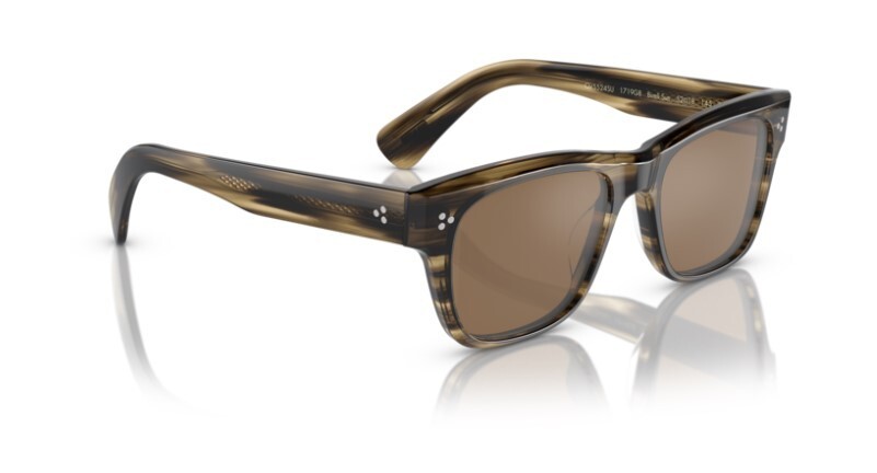 Pre-owned Oliver Peoples 0ov5524su Birell Sun 1719g8 Olive Smoke 52mm Men's Sunglasses In Cognac Mirror