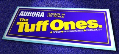 Aurora   The TUFF ONES   Vintage Style Slot Car Sticker   Pit Box Decal