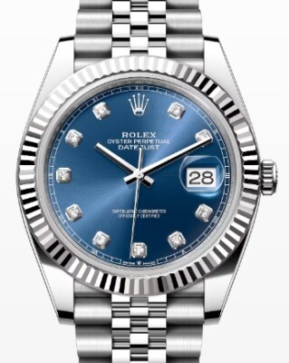 Pre-owned Rolex Datejust 126334 2024 Complete Jubilee Blue Diamond Dial Men Watch 41mm