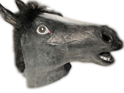 Adult BLACK HORSE HEAD MASK Gray Full Animal Rubber Latex Halloween Costume  Prop | eBay