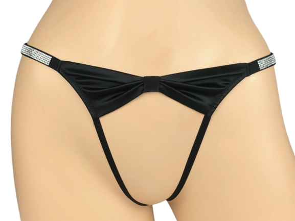VICTORIA'S SECRET CROTCHLESS SHINE STRAP BOW THONG PANTY XS S M L XL XXL NWT