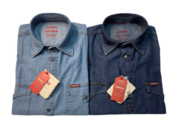 Camicia Jeans Carrera Manica Lunga Col. Scuro E Chiaro