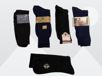 Men's 5-Lot Multi Brands Navy Blue & Black Cotton Blend Dress Socks Size 10-13