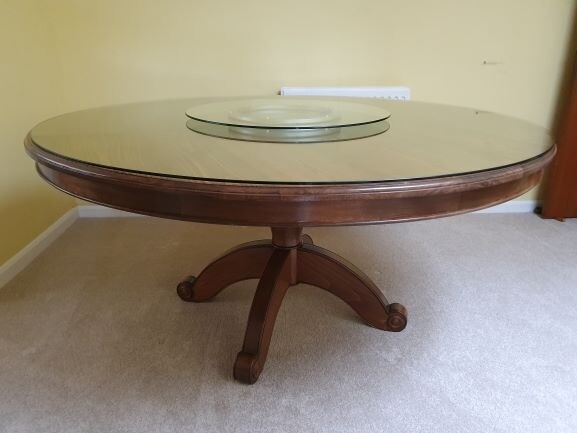 Large Round Dining Table Antique Design 8 Chairs Solid Wood