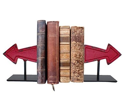 Iron Cast Arrow Bookends - Decorative Book Stoppers to Hold Books - Rustic, 