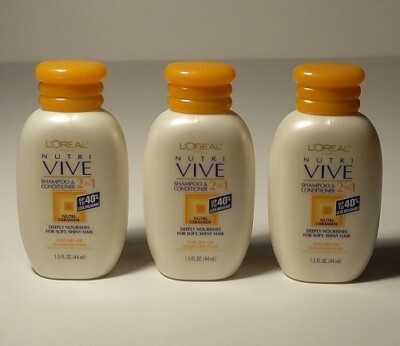 L'oreal NUTRA VIVE, 2 in 1 SHAMPOO + CONDITIONER 4.5 OZ (LOT of 3) *READ AD*