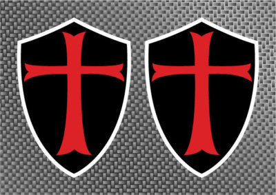 2x Knights Templar Shield Stickers 5'' Self Adhesive Vinyl Decal Maltese Multi