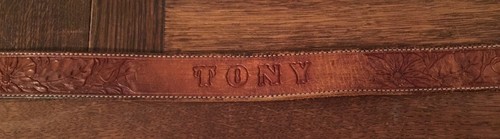 Vintage HAND TOOLED Belt Rare 70s 80s Original LEATHER Tony Belt Buckle