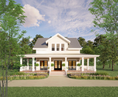 Cottage Farmhouse Plan 3 bed 3.5 bath (51'x48') Custom House Plans and Blueprint
