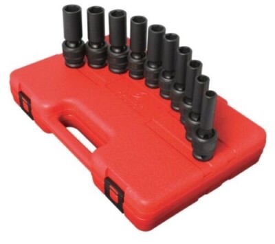 Sunex 2658 10pc 1/2 DEEP Metric 6pt Universal Impact Sockets Set Tools Drive