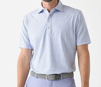 Peter Millar Summer Comfort Stripe Stretch Jersey Polo Blue / White /Gray Size M