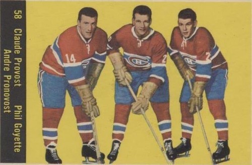 1960-61 Parkhurst - Andre Pronovost Claude Provost Phil Goyette #58