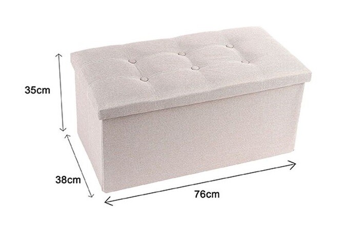 Pouff Puff Pouf Contenitore Imbottito Portaoggetti Seduta Beige 76x38x35cm dfh