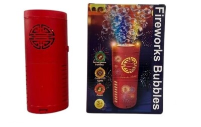 Red Firework Bubble Machine Automatic Bubble Blower with Colorful Lights party