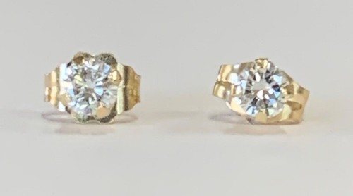 Estate Jewelry 0.20 Ctw Round Diamond Stud Earrings 14K Yellow Gold 