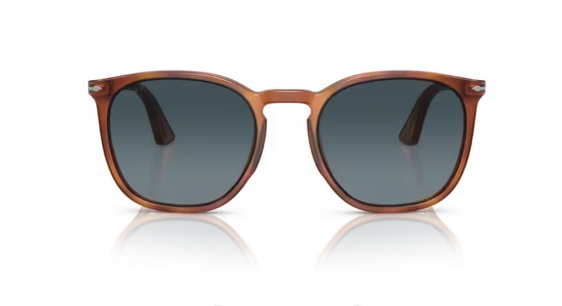 Pre-owned Persol 0po3316s 96/s3 Terra Di Siena/blue Gradient Polarized Unisex Sunglasses