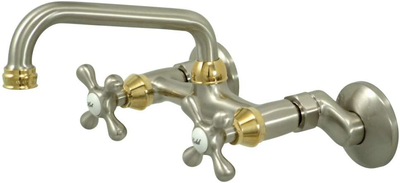 Kingston Brass KS213SNPB Kingston Adjustable Center Wall Mount Kitchen Faucet,