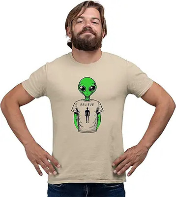 Go All Out Alien Wearing Believe in Humans Tee Funny UFO Mens Women Youth T Shir