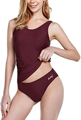 BALEAF Womens One Shoulder Tankini Swimsuits Detachable Strap Modest Ruched