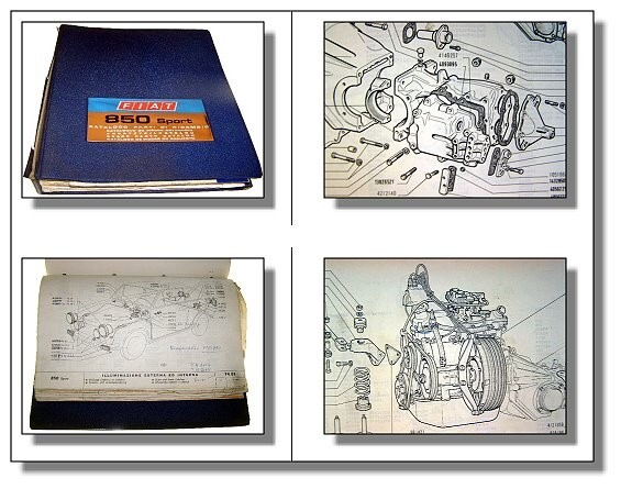 Fiat 850 Sport Coupe Spider Ersatzteilliste Ersatzteilkatalog Mechanik 1968/72