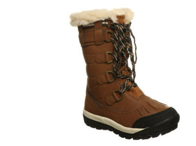 Women's Brown Lace-Up Boots - Round Toe