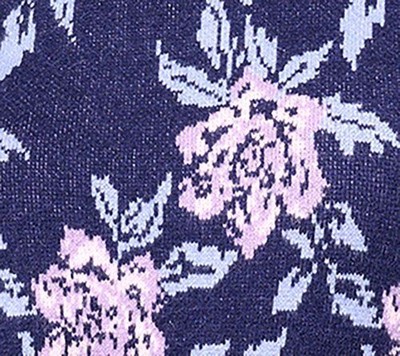Denim & Co. Women's Top Sweater Sz XL Jacquard Floral Mock Neck Purple A624146