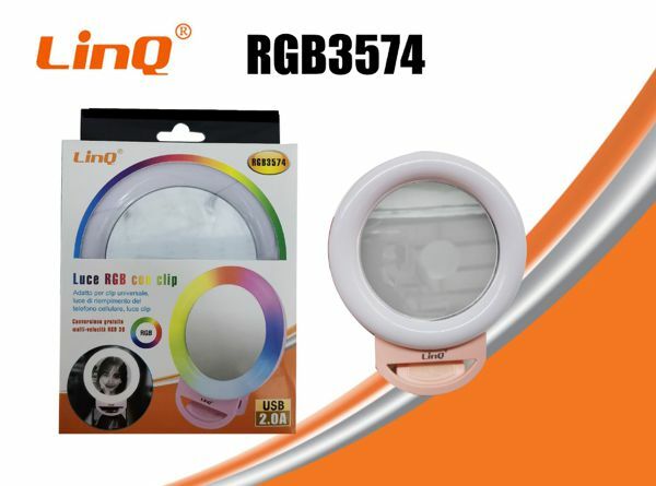 Luce Rgb Ad Anello Con Clip Universale E Specchio Linq rgb3574