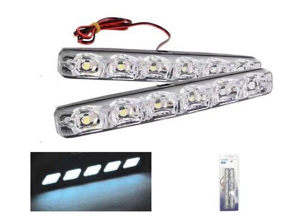 Kit Luci Diurne 6 Led Universali 12v Bianco 17cm Tuning Auto Xc-1157 wis