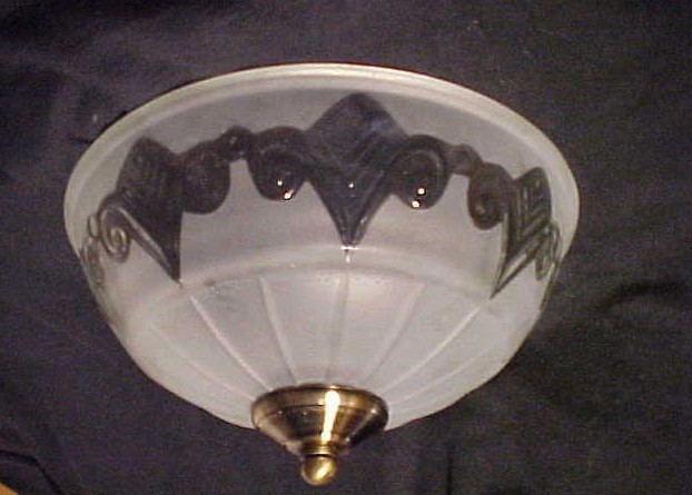 Center suspended frosted ceiling shade globe fixture Art Deco~attachment