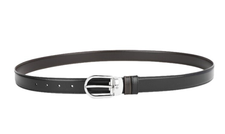 Pre-owned Montblanc 111092 Classic Line Cutting Reversible Belt Leather 1x45 Inch Eu Made In Black & Brown (both Side Use)